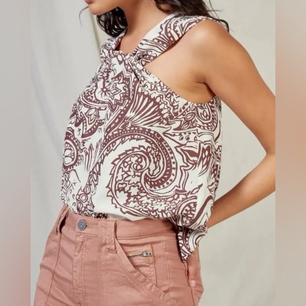 Joie NWT 100% Silk Paisley Printed Halter Top